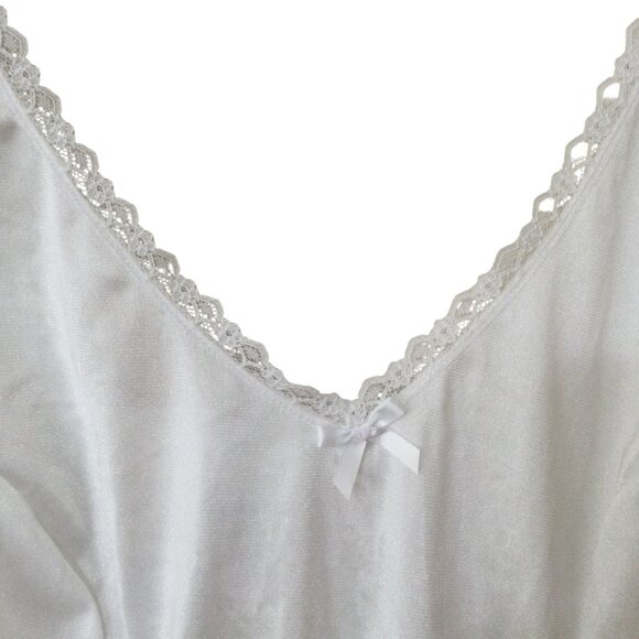 Velrose Womens Nite Time Tank Top White Shirt Sz 40  Lace V-Neck with Bow - Picture 5 of 7